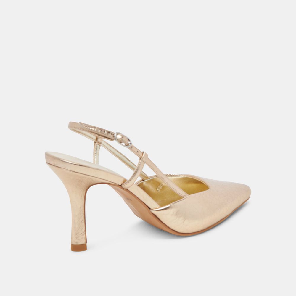 Dolce Vita Kim Leather Women Heels Gold | US-032485KHW