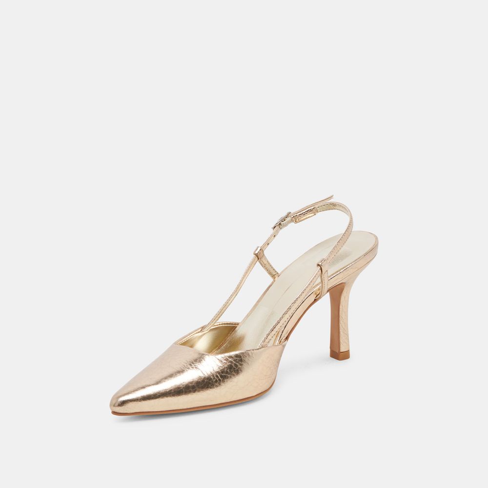 Dolce Vita Kim Leather Women Heels Gold | US-032485KHW