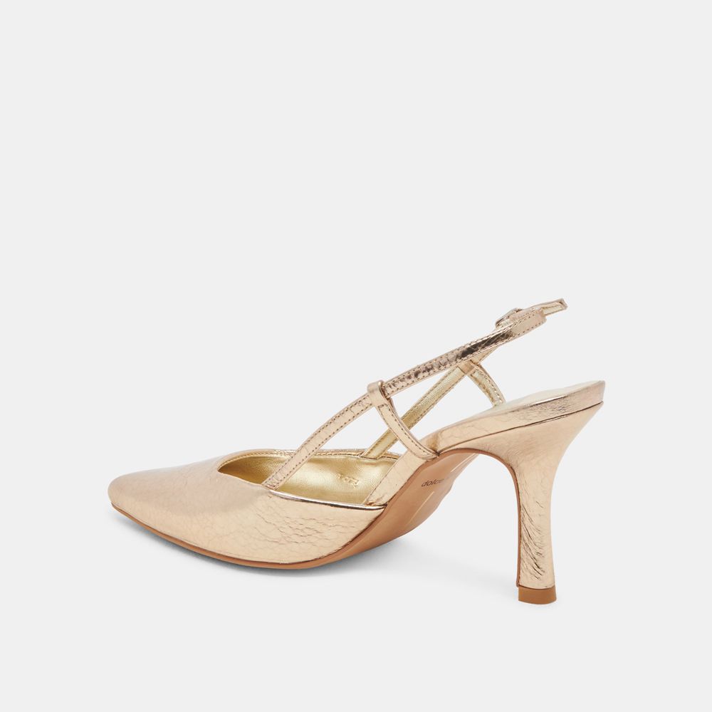 Dolce Vita Kim Leather Women Heels Gold | US-032485KHW