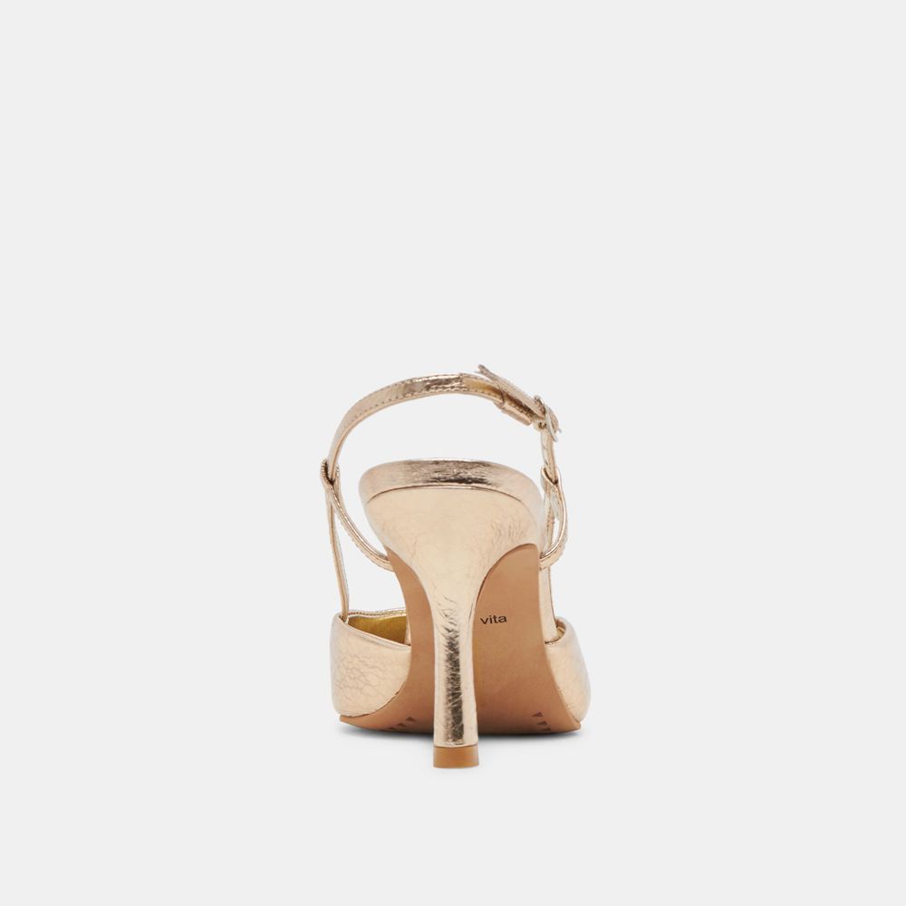 Dolce Vita Kim Leather Women Heels Gold | US-032485KHW