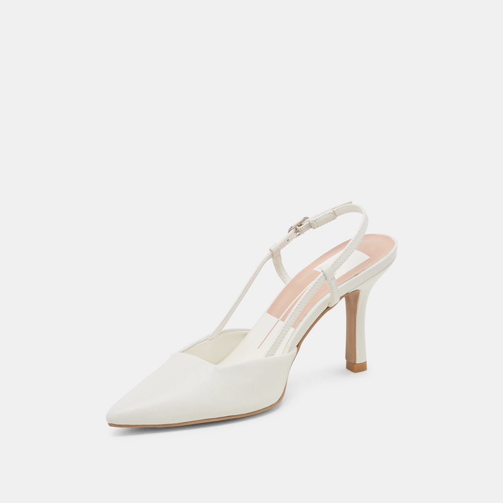 Dolce Vita Kim Leather Women Heels White | US-157843RDE