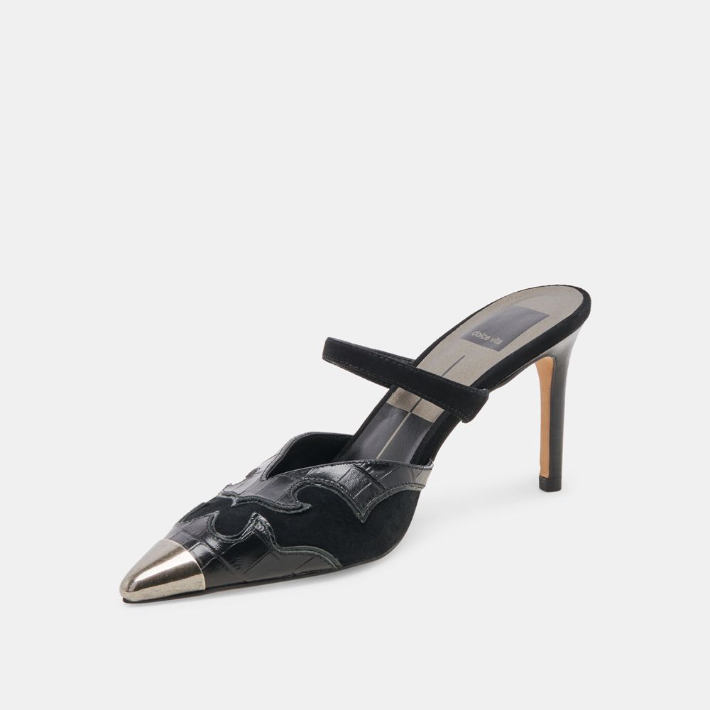 Dolce Vita Klover Suede Women Heels Black | US-324901XYZ