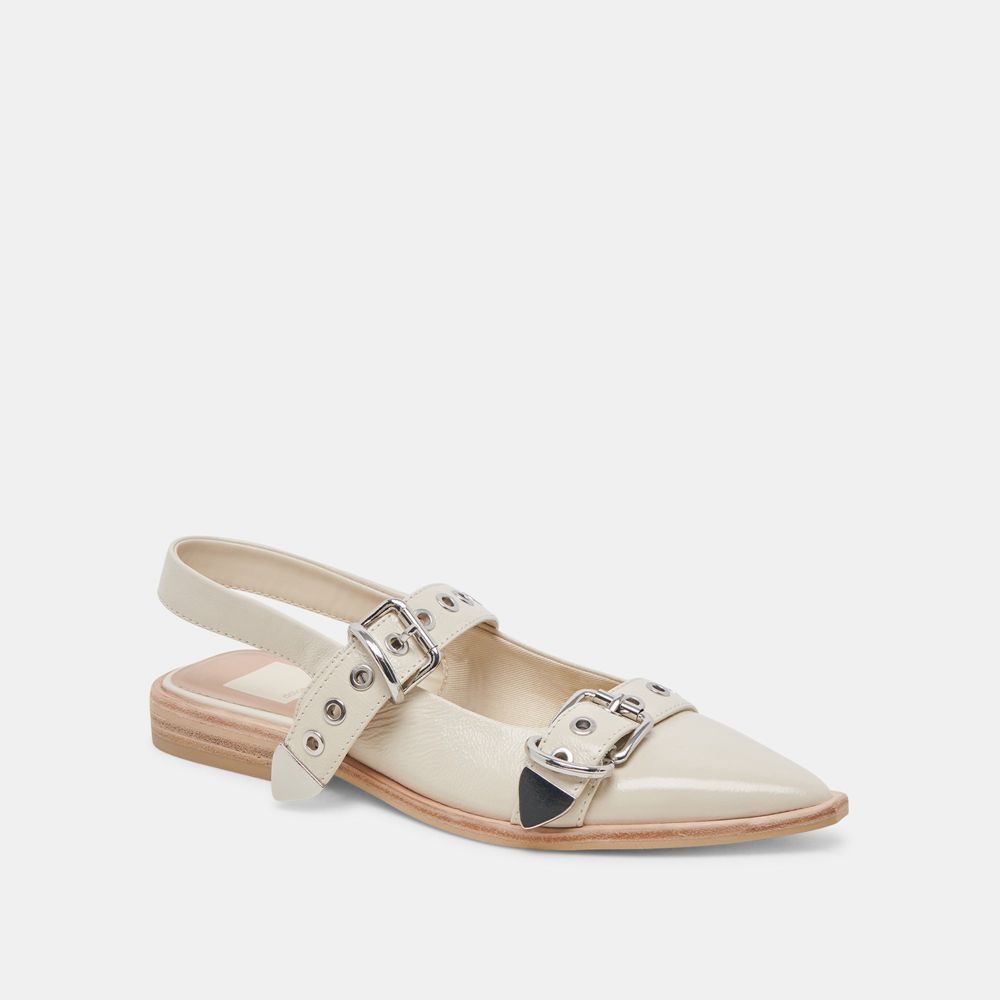 Dolce Vita Labell Crinkle Patent Women Flats Cream | US-137859VOT