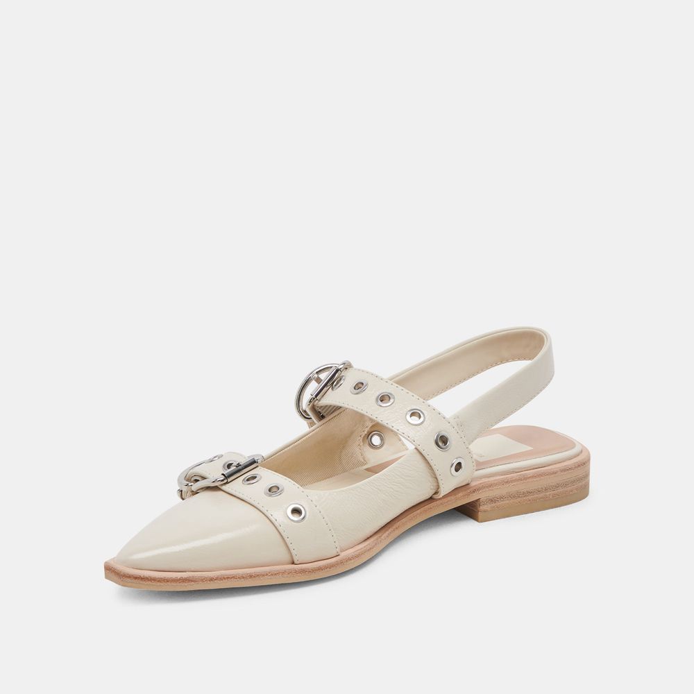 Dolce Vita Labell Crinkle Patent Women Flats Cream | US-137859VOT