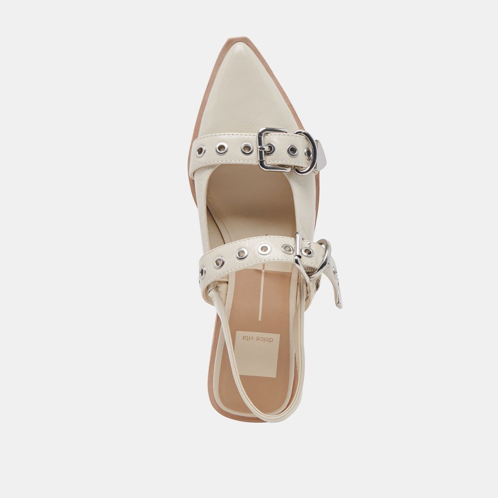 Dolce Vita Labell Crinkle Patent Women Flats Cream | US-137859VOT