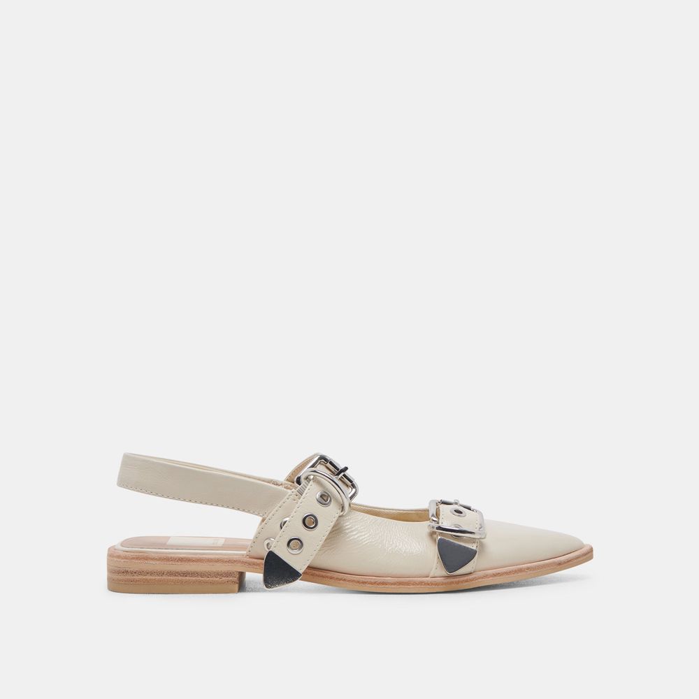 Dolce Vita Labell Crinkle Patent Women Flats Cream | US-137859VOT