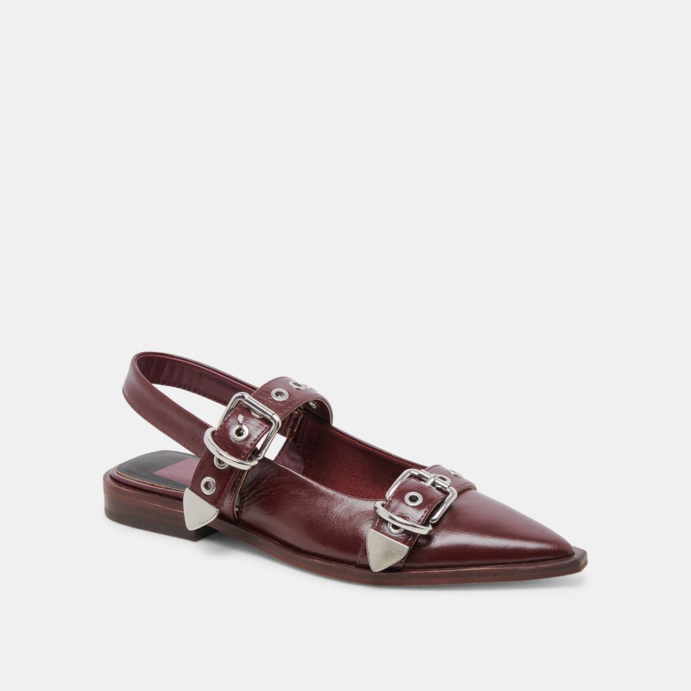 Dolce Vita Labell Crinkle Patent Women Flats Burgundy | US-827639CAG