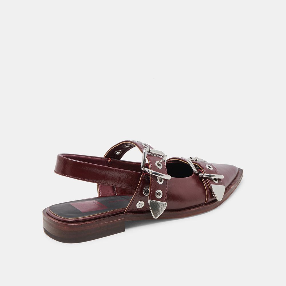 Dolce Vita Labell Crinkle Patent Women Flats Burgundy | US-827639CAG