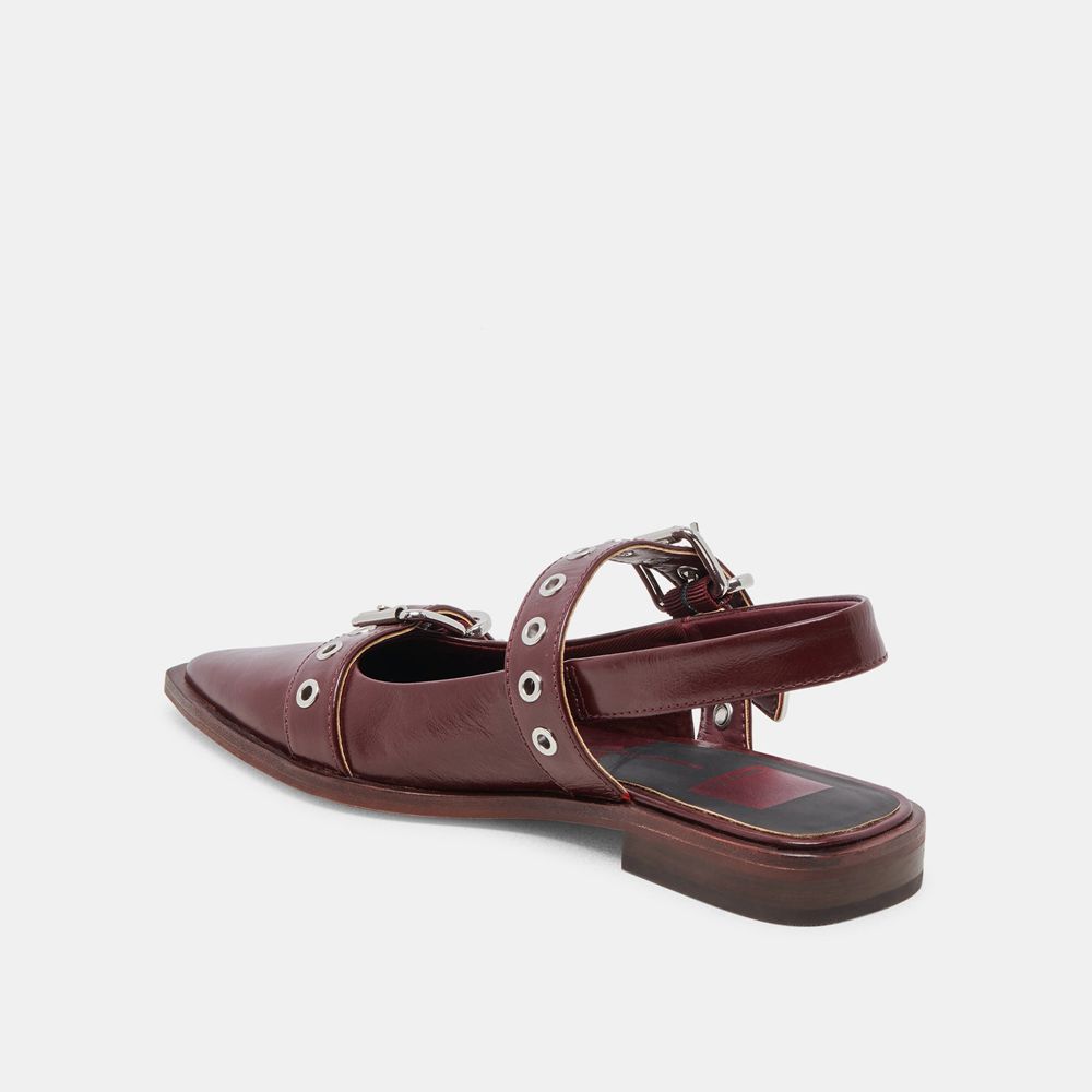 Dolce Vita Labell Crinkle Patent Women Flats Burgundy | US-827639CAG