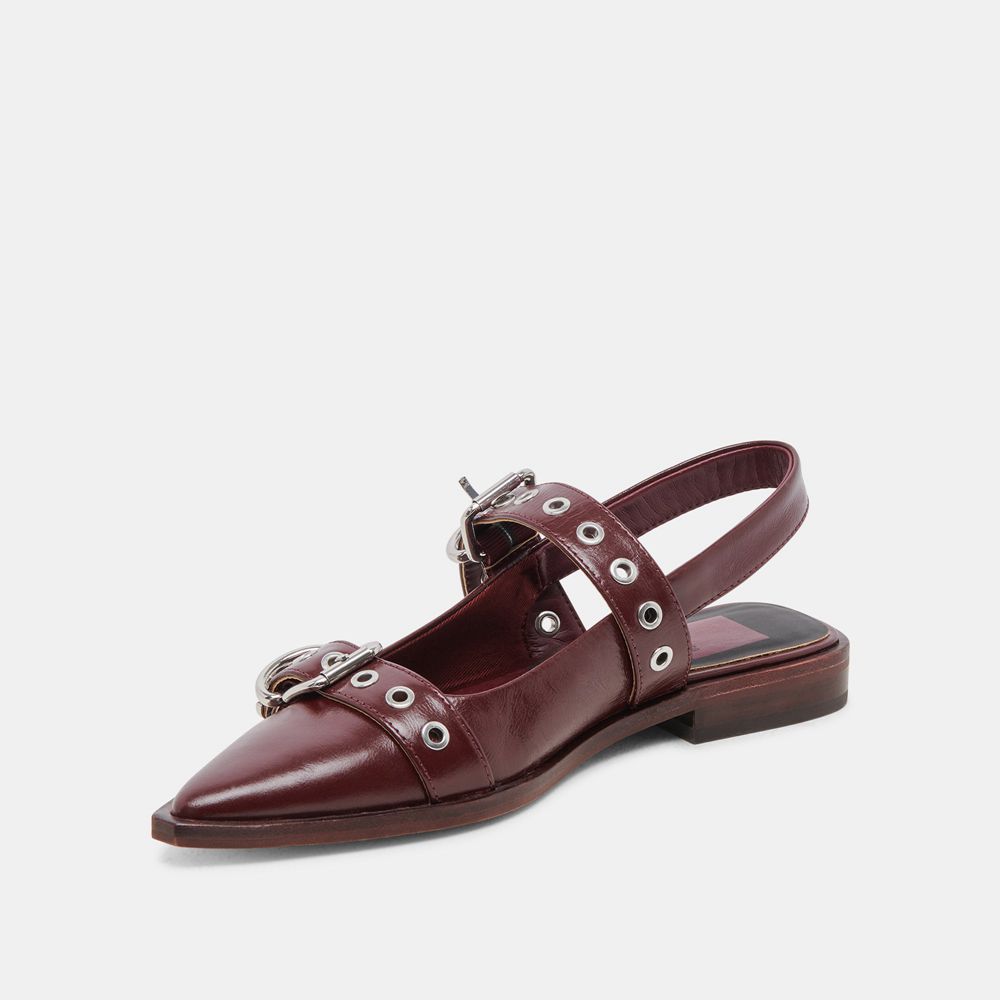 Dolce Vita Labell Crinkle Patent Women Flats Burgundy | US-827639CAG