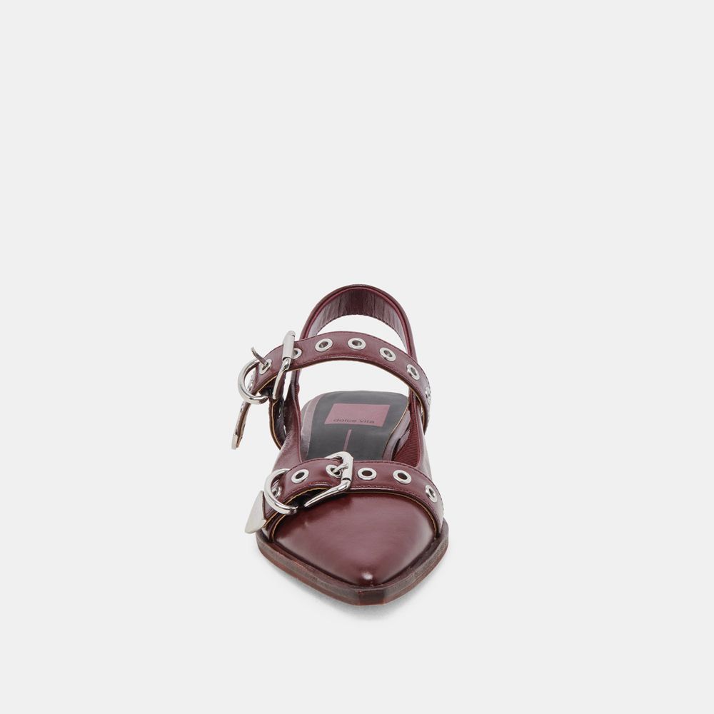 Dolce Vita Labell Crinkle Patent Women Flats Burgundy | US-827639CAG