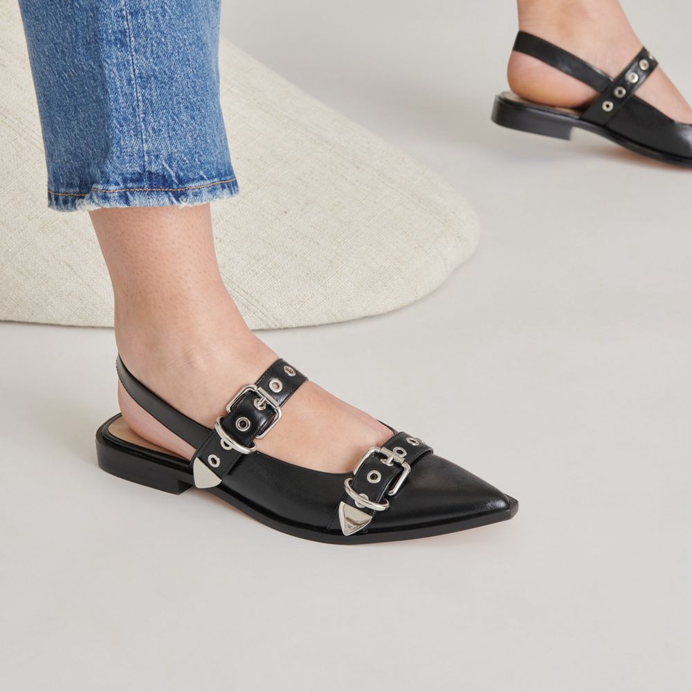 Dolce Vita Labell Crinkle Patent Women Flats Black | US-381790WER