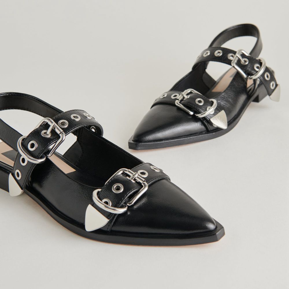 Dolce Vita Labell Crinkle Patent Women Flats Black | US-381790WER