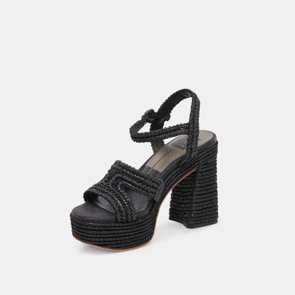 Dolce Vita Lacye Woven Women Heels Black | US-290186IGW