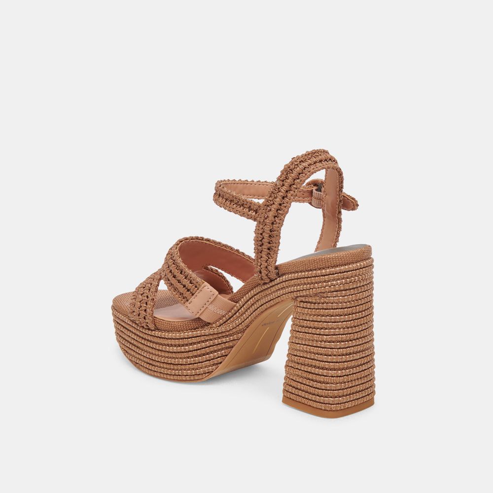 Dolce Vita Lacye Woven Women Heels Brown | US-017654SPJ