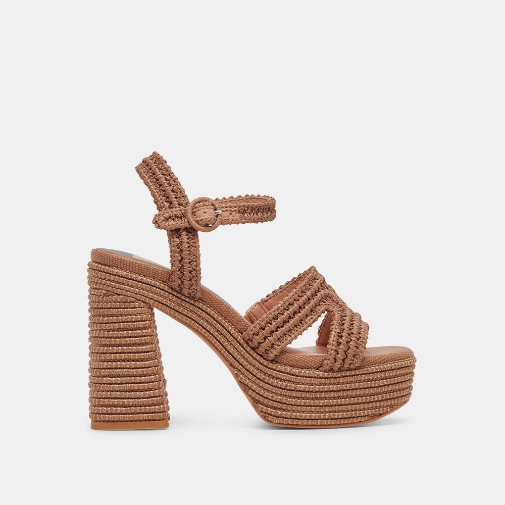 Dolce Vita Lacye Woven Women Heels Brown | US-017654SPJ