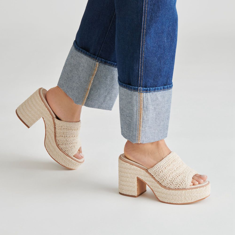 Dolce Vita Ladin Woven Women Heels Cream | US-794230ZHT