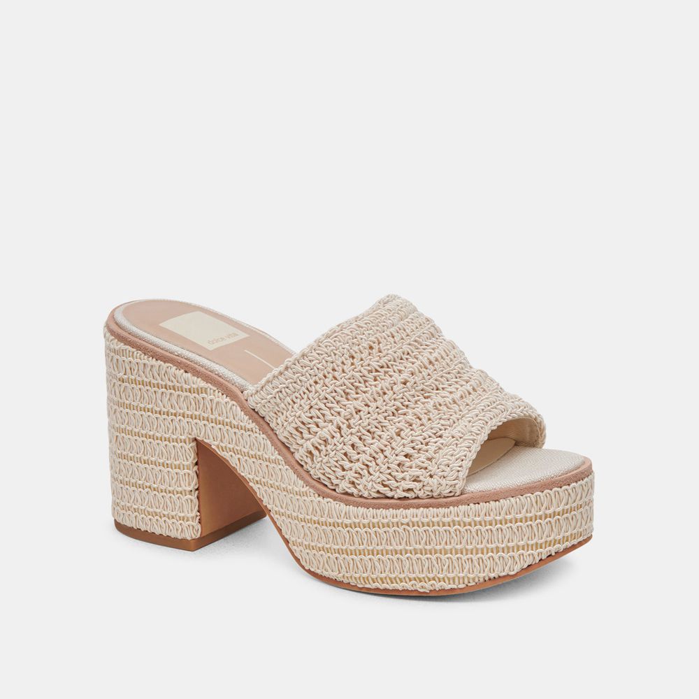 Dolce Vita Ladin Woven Women Heels Cream | US-794230ZHT