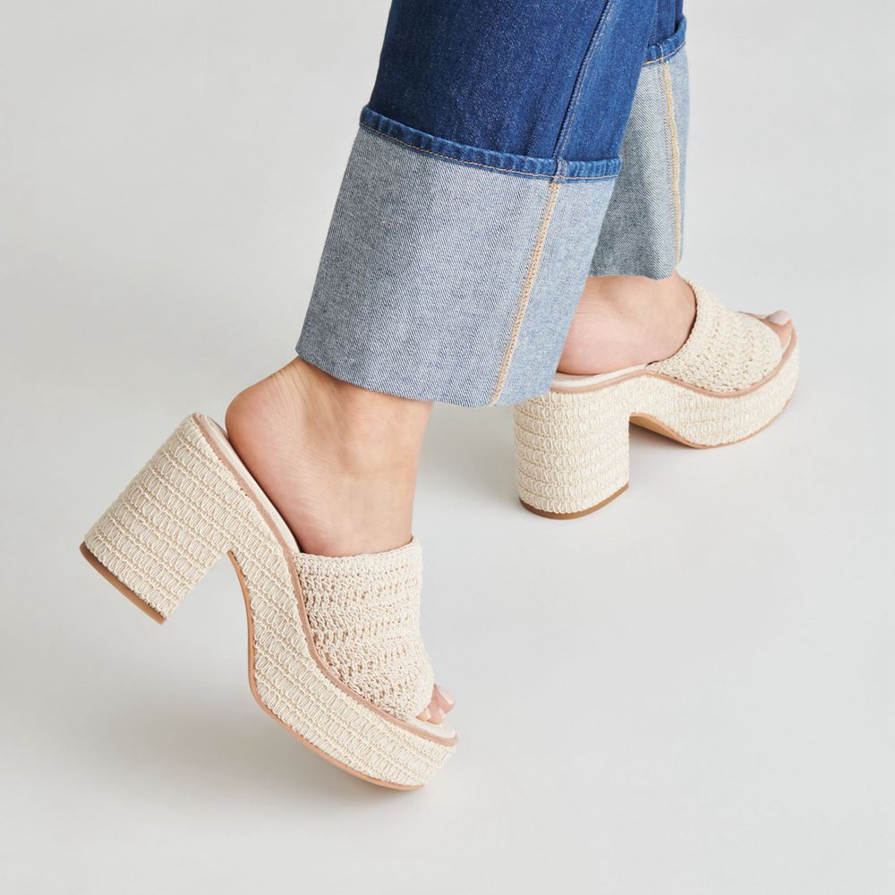 Dolce Vita Ladin Woven Women Heels Cream | US-794230ZHT