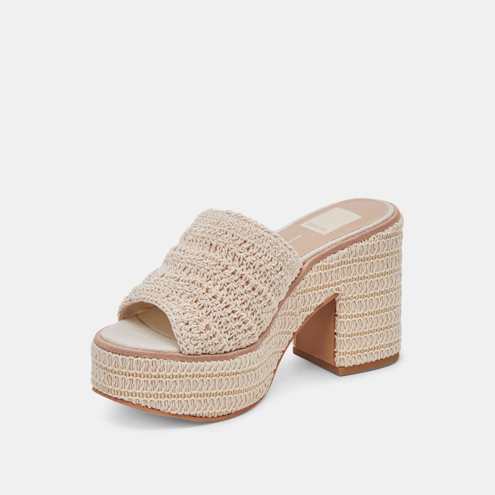 Dolce Vita Ladin Woven Women Heels Cream | US-794230ZHT