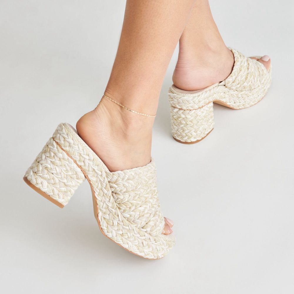 Dolce Vita Lady Woven Women Heels Cream | US-592837KWC