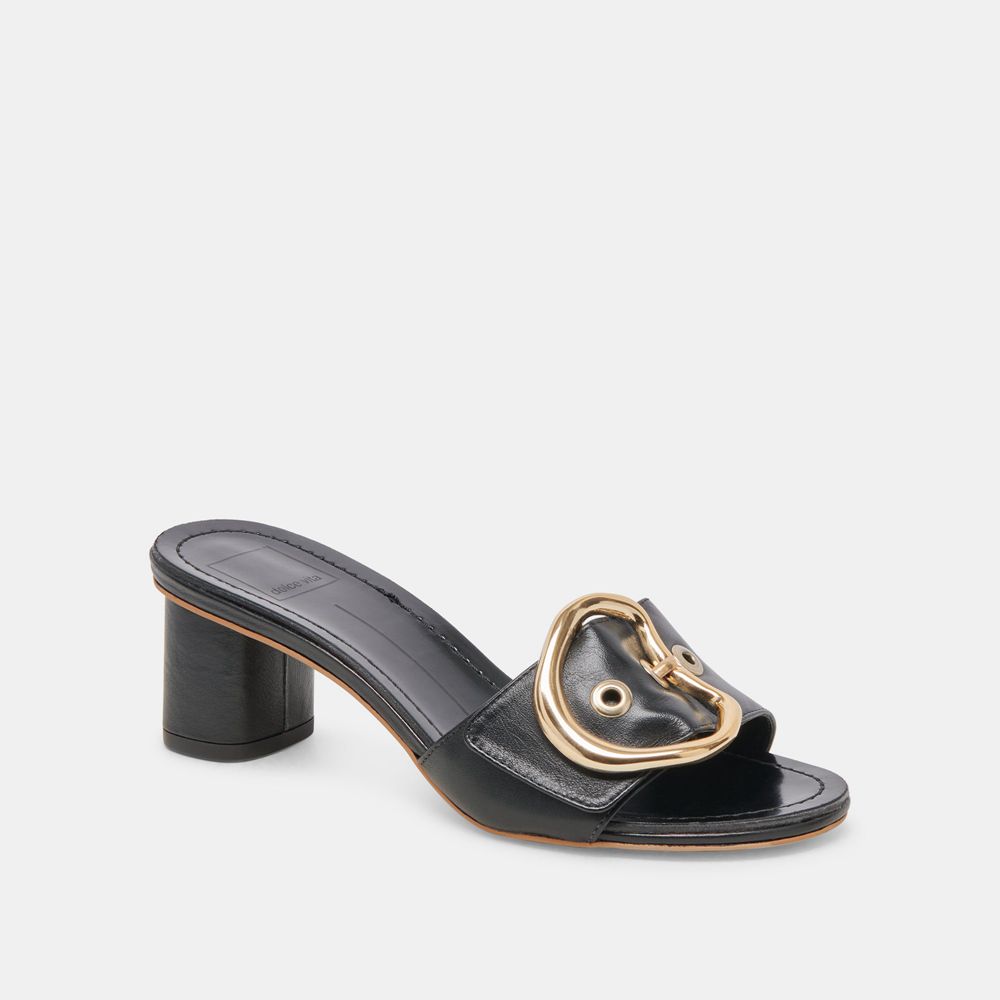 Dolce Vita Laika Leather Women Heels Black | US-297865QAI