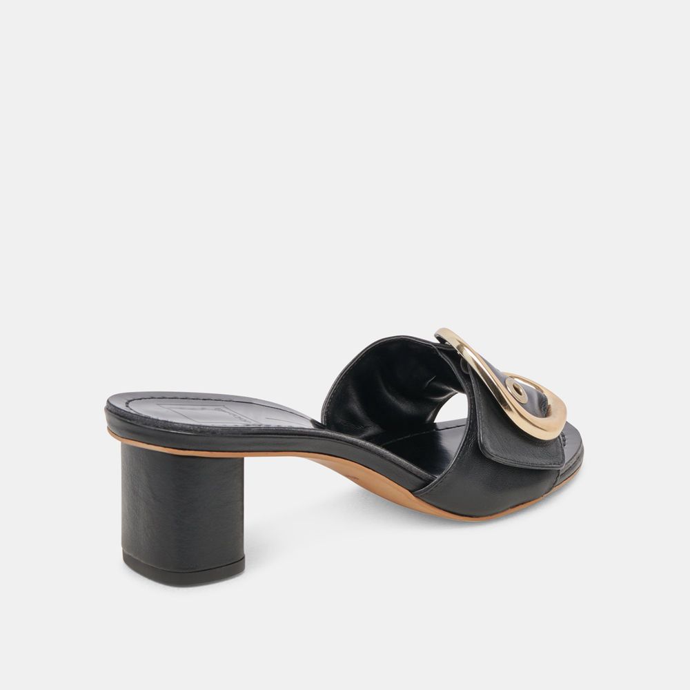 Dolce Vita Laika Leather Women Heels Black | US-297865QAI