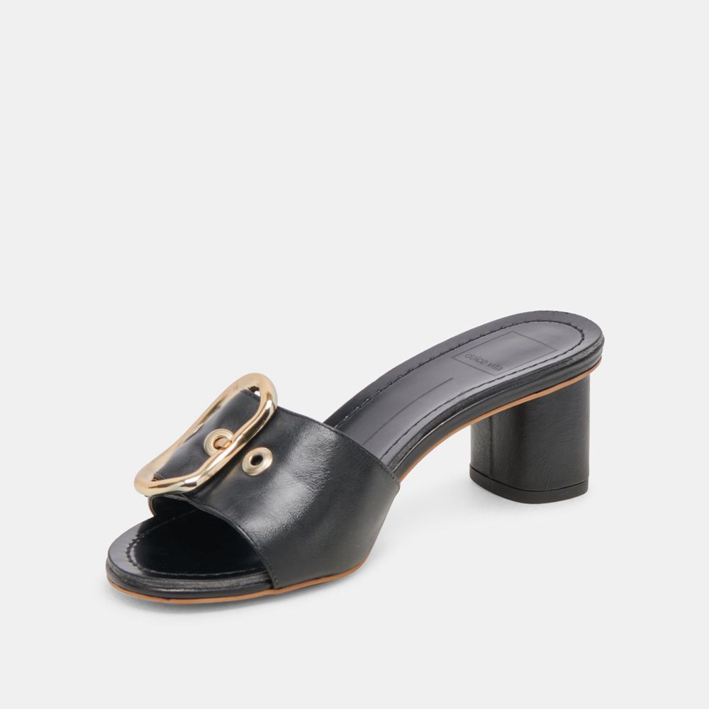 Dolce Vita Laika Leather Women Heels Black | US-297865QAI