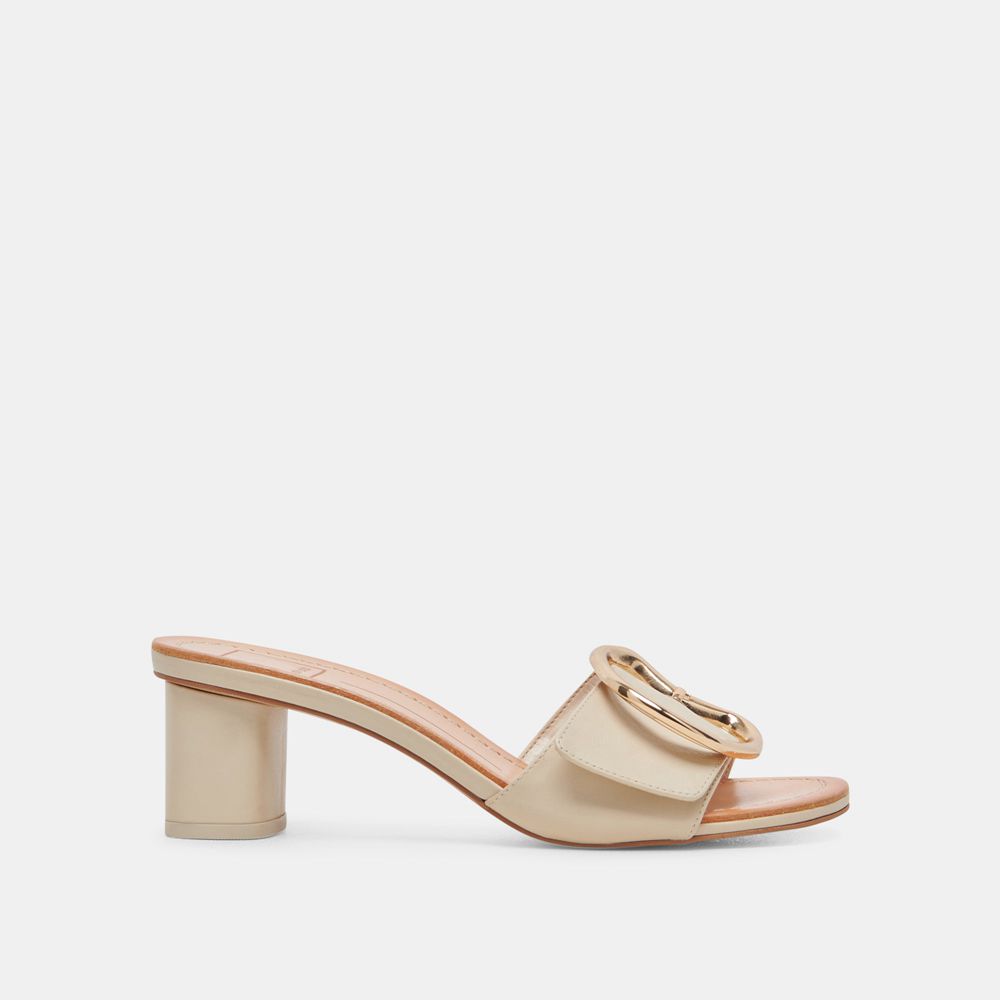 Dolce Vita Laika Leather Women Heels Cream | US-837645WZO