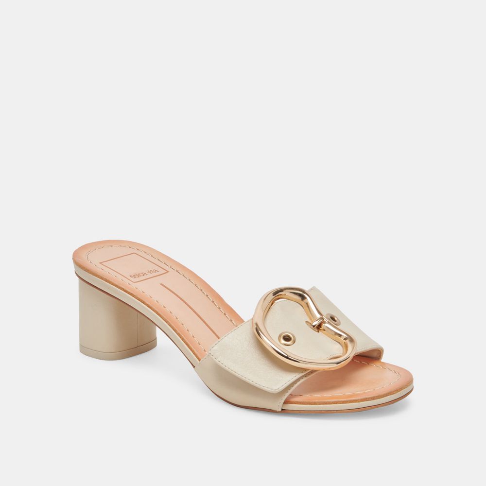 Dolce Vita Laika Leather Women Heels Cream | US-837645WZO