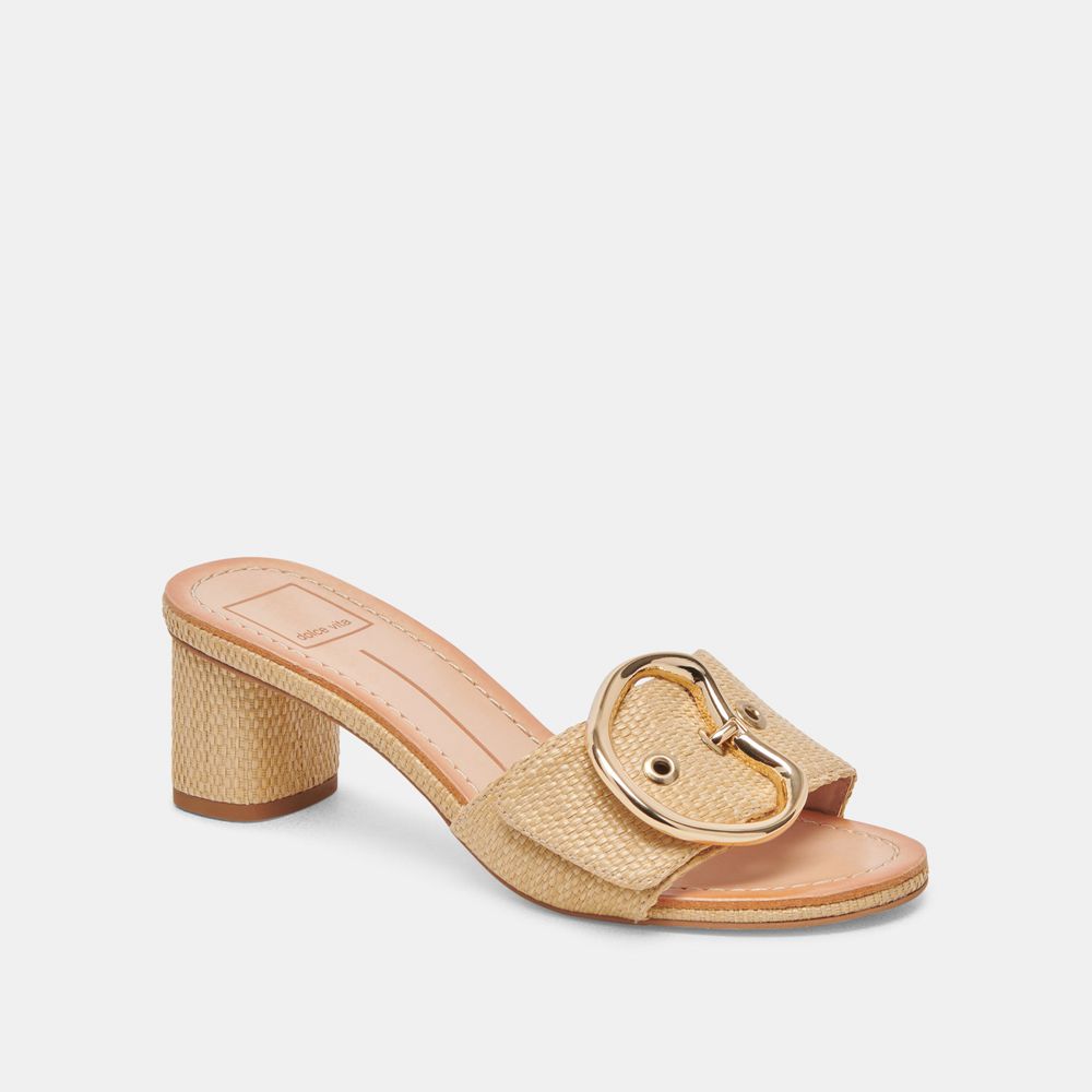 Dolce Vita Laika Raffia Women Heels Light Brown | US-615927DEI