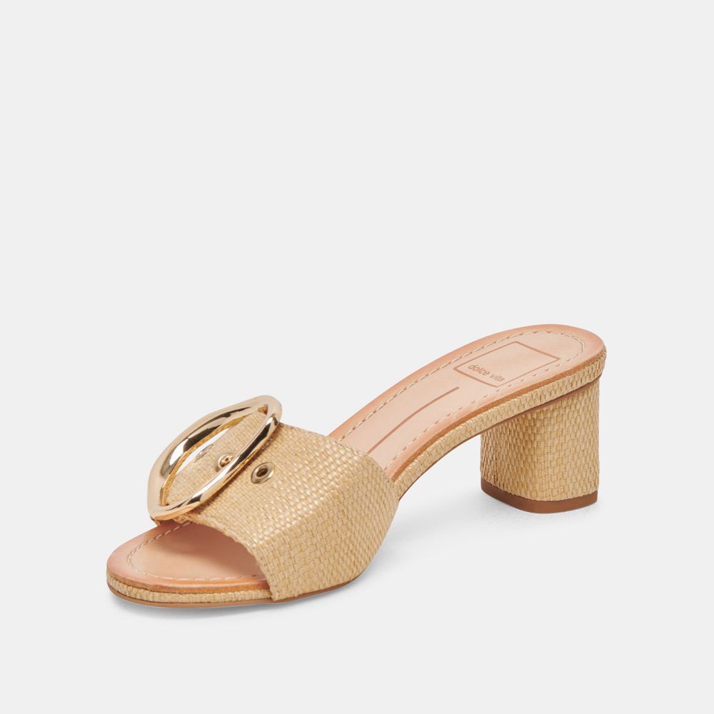 Dolce Vita Laika Raffia Women Heels Light Brown | US-615927DEI