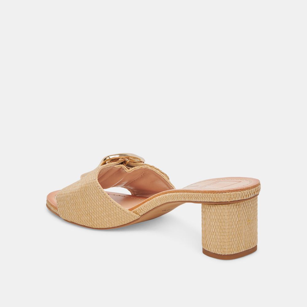 Dolce Vita Laika Raffia Women Heels Light Brown | US-615927DEI