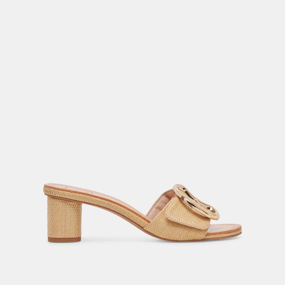 Dolce Vita Laika Raffia Women Heels Light Brown | US-615927DEI