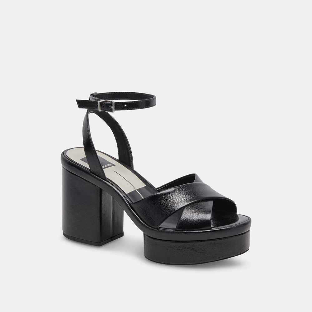 Dolce Vita Laisha Crinkle Patent Women Heels Black | US-805672RCD