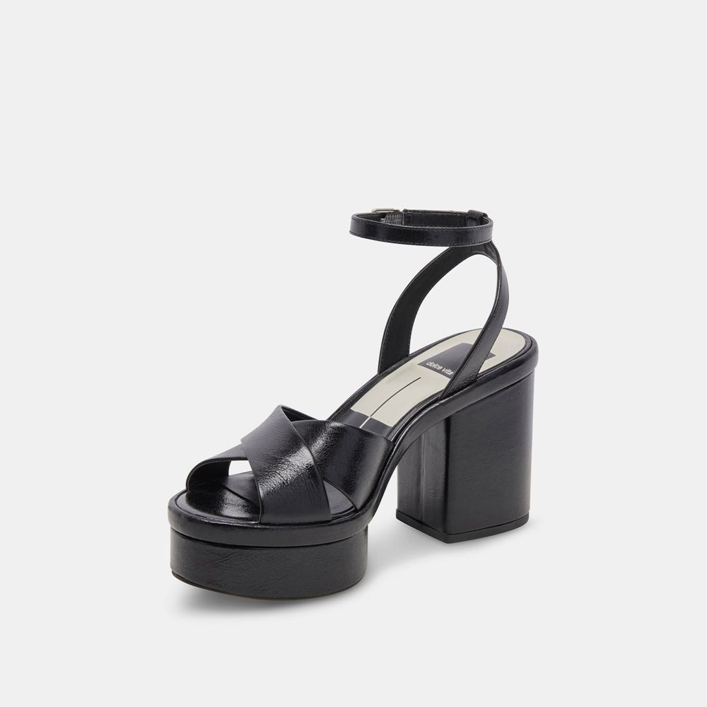 Dolce Vita Laisha Crinkle Patent Women Heels Black | US-805672RCD