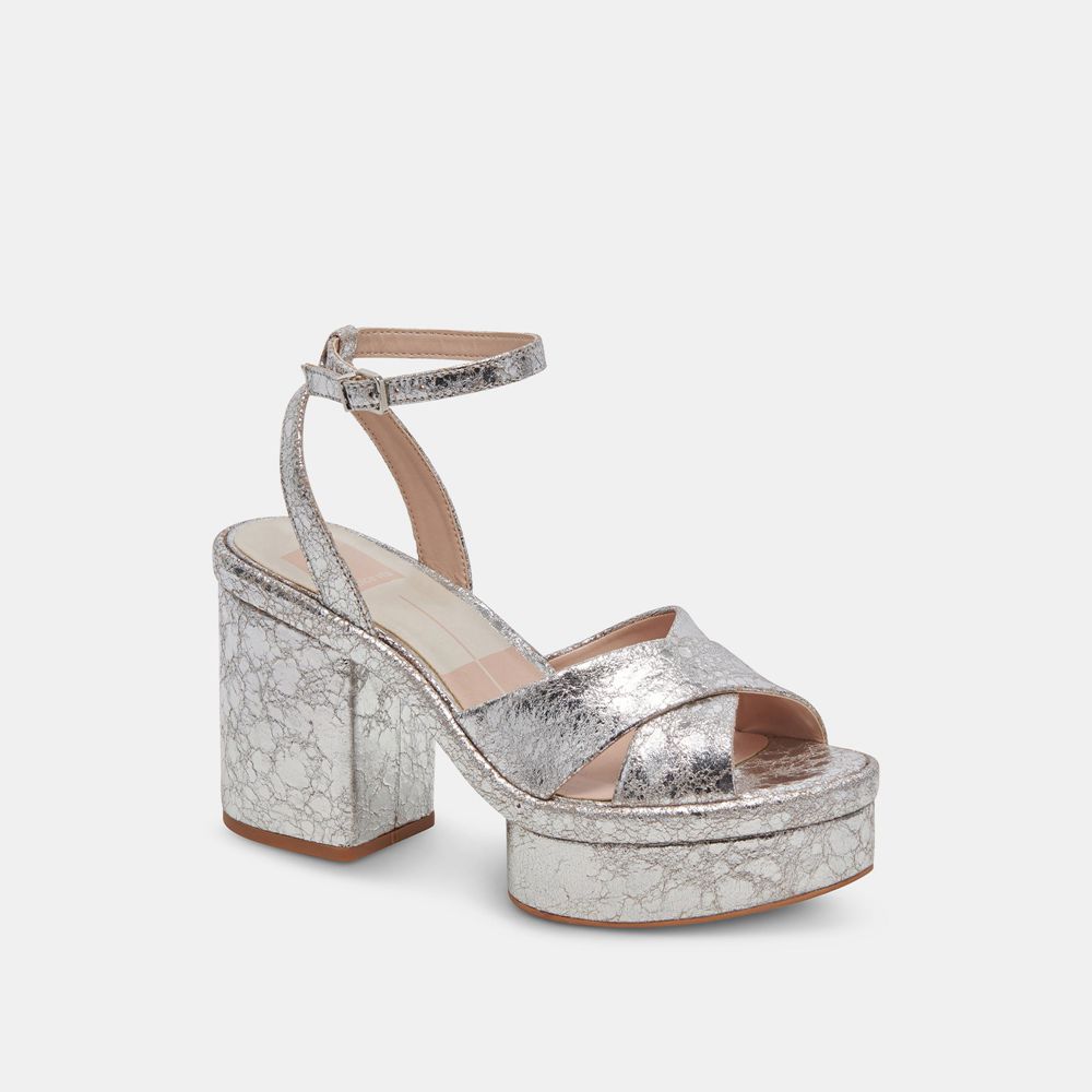 Dolce Vita Laisha Leather Women Heels Silver | US-017824UQS