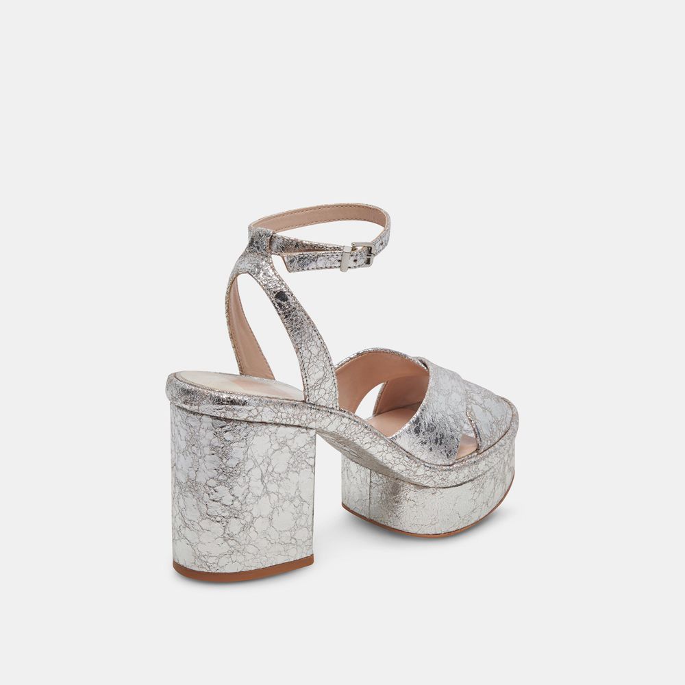 Dolce Vita Laisha Leather Women Heels Silver | US-017824UQS