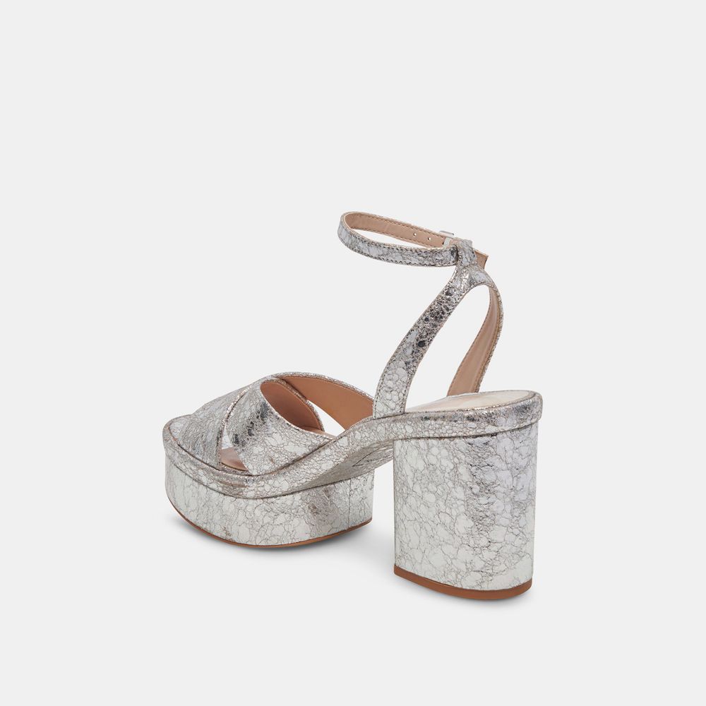 Dolce Vita Laisha Leather Women Heels Silver | US-017824UQS