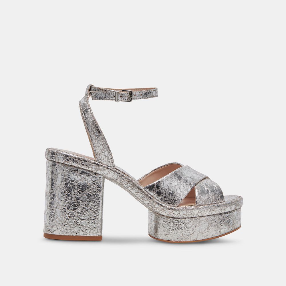 Dolce Vita Laisha Leather Women Heels Silver | US-017824UQS