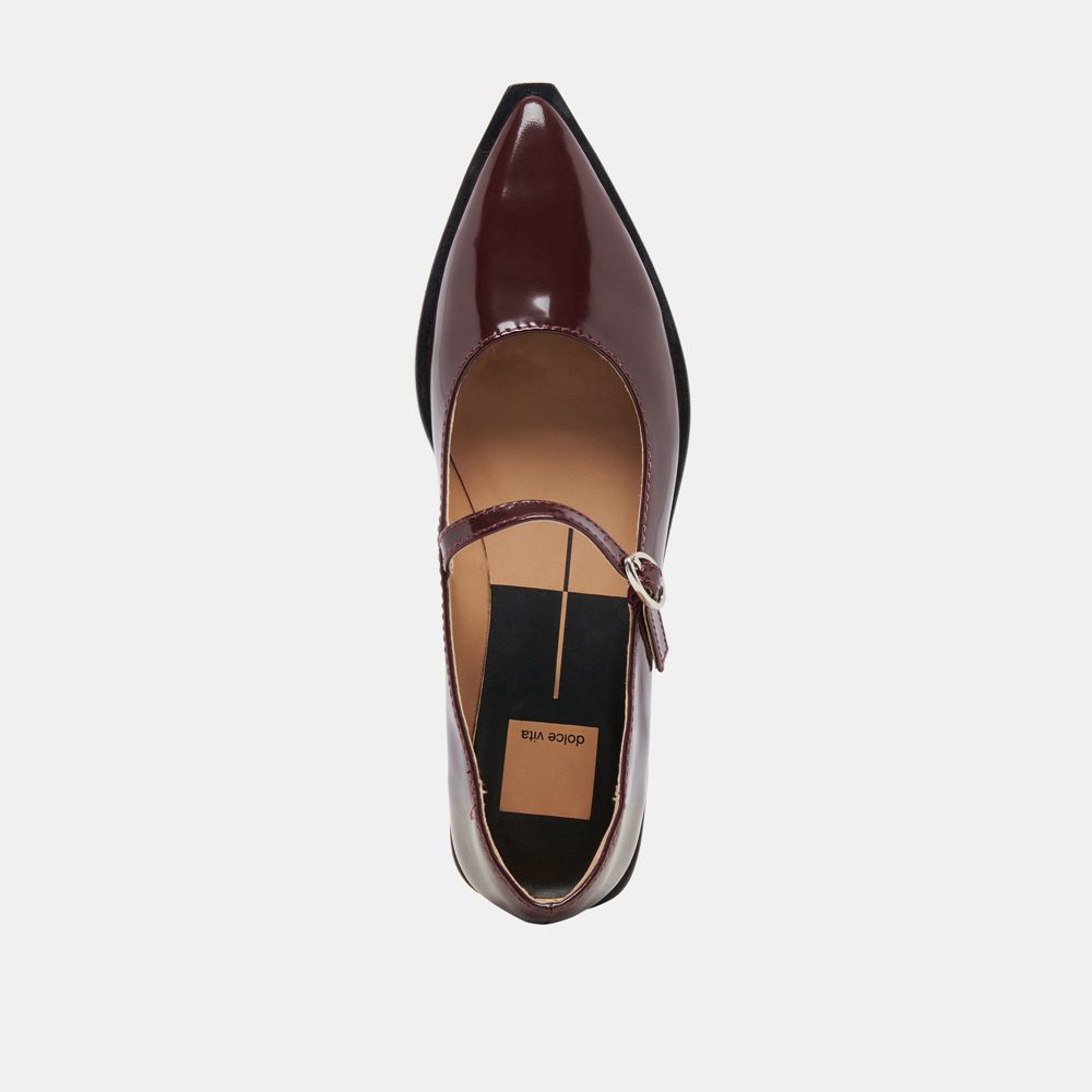 Dolce Vita Largo Leather Women Flats Dark Burgundy | US-264930YIB