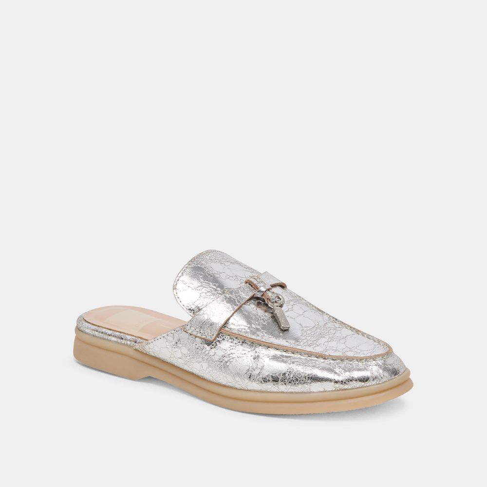 Dolce Vita Lasail Leather Women Flats Silver | US-259867YGJ