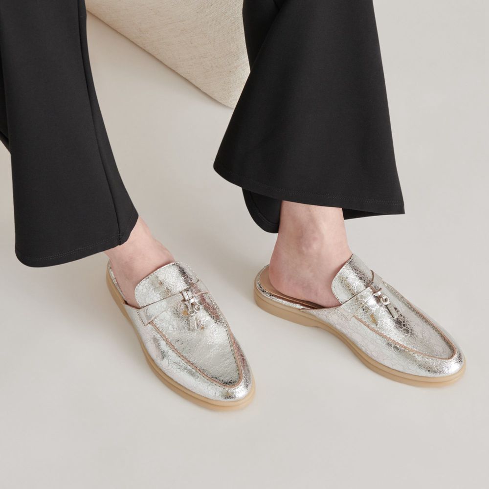 Dolce Vita Lasail Leather Women Flats Silver | US-259867YGJ