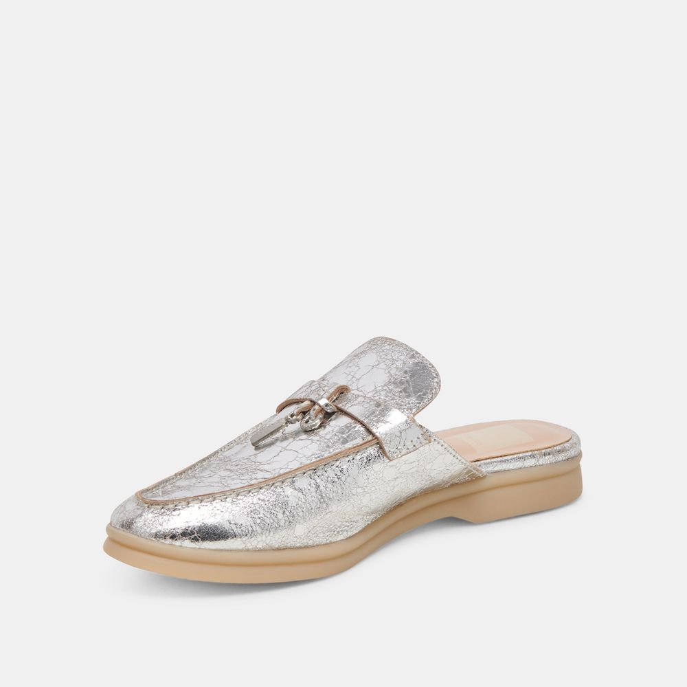 Dolce Vita Lasail Leather Women Flats Silver | US-259867YGJ