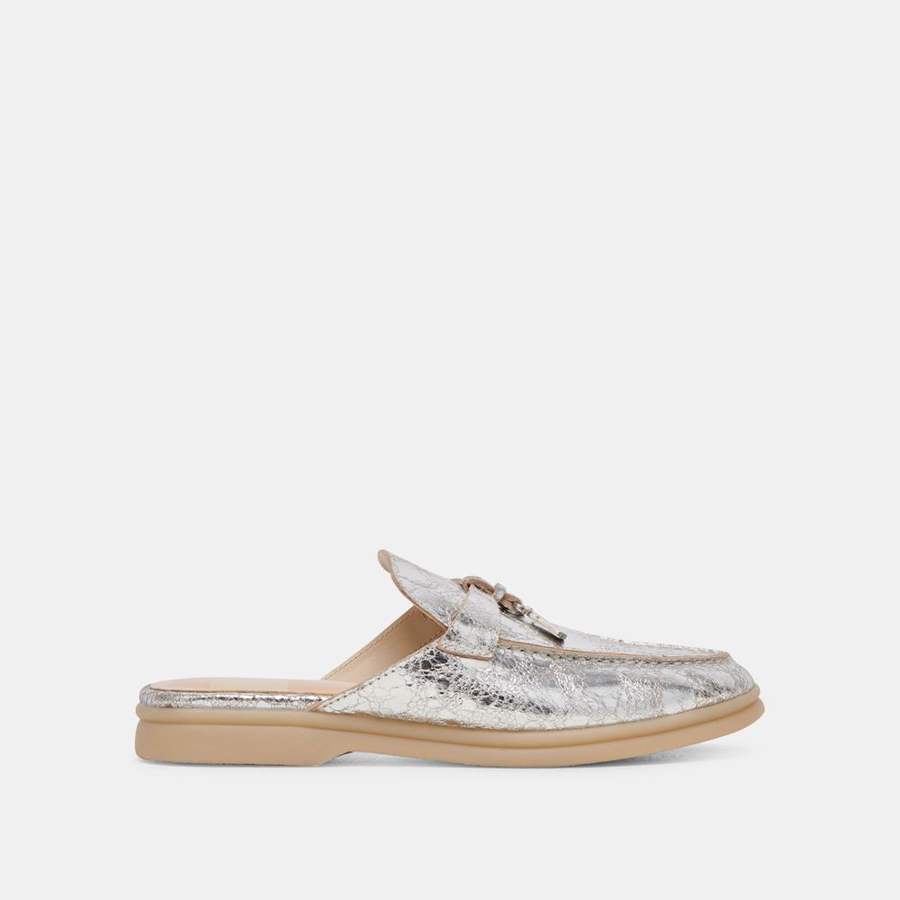 Dolce Vita Lasail Leather Women Flats Silver | US-259867YGJ