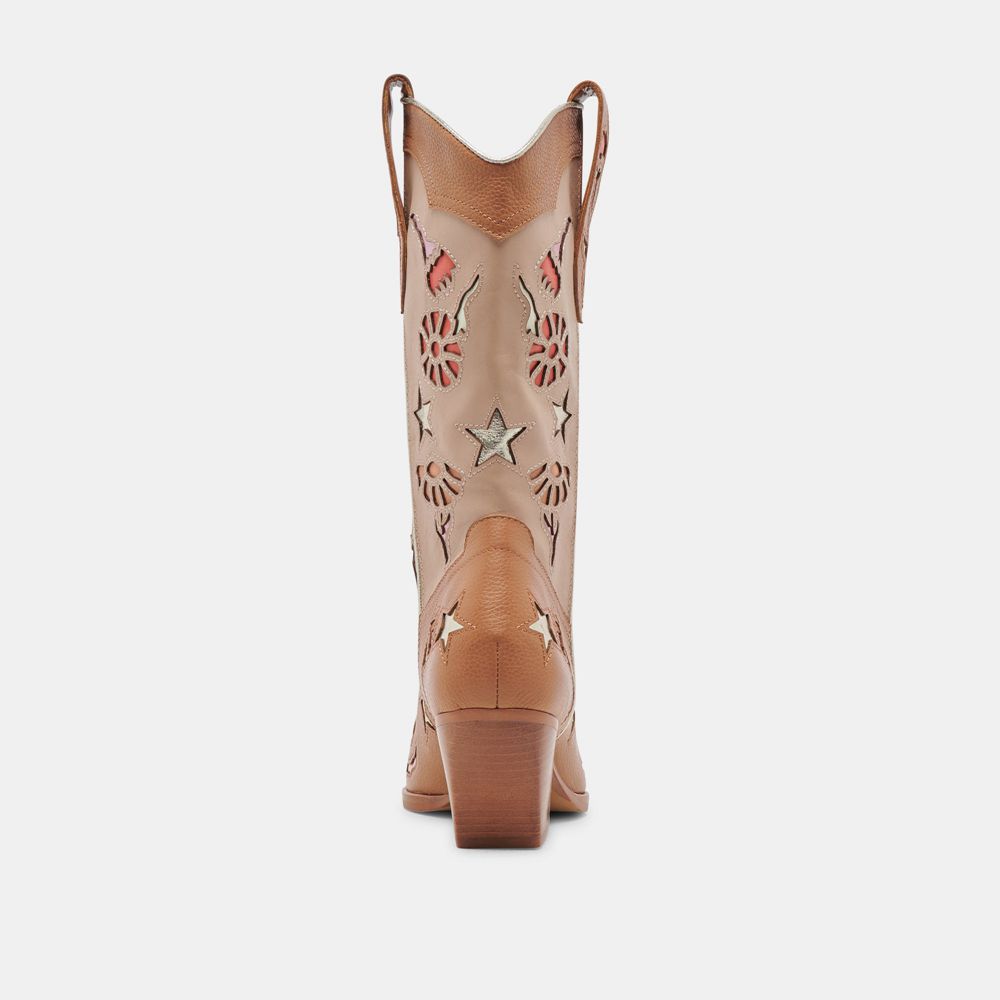 Dolce Vita Lassie Leather Women Western Boots Brown | US-789613ZGC