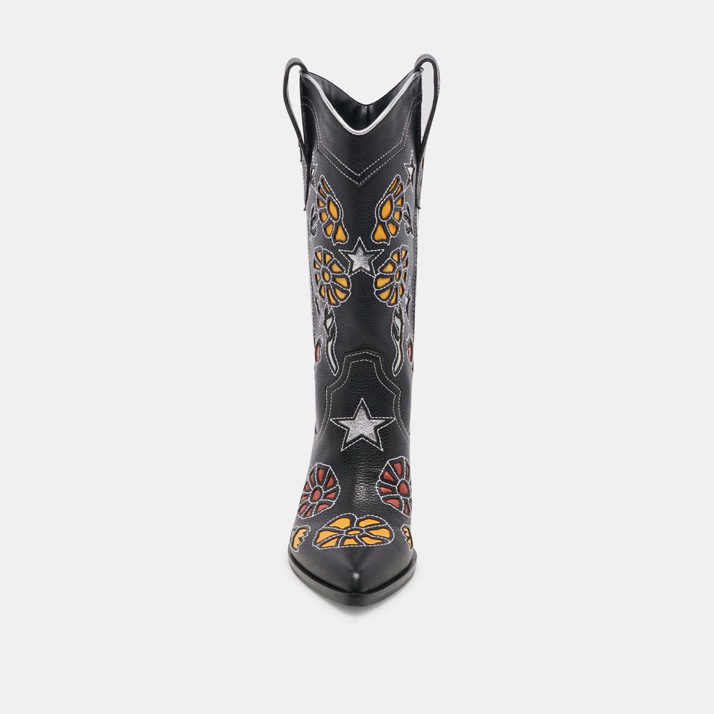 Dolce Vita Lassie Leather Women Western Boots Black | US-291405KDF