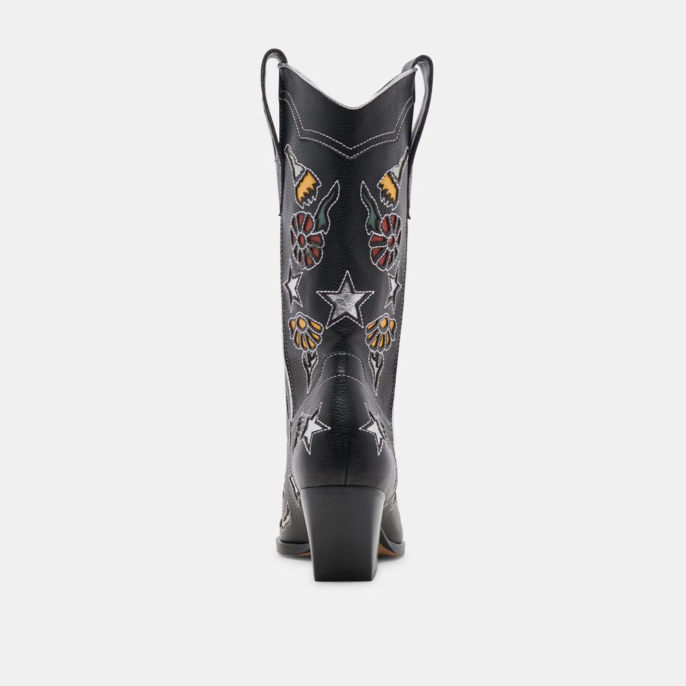 Dolce Vita Lassie Leather Women Western Boots Black | US-291405KDF