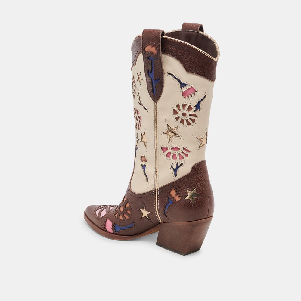 Dolce Vita Lassie Leather Women Western Boots Multicolor | US-085924HKR