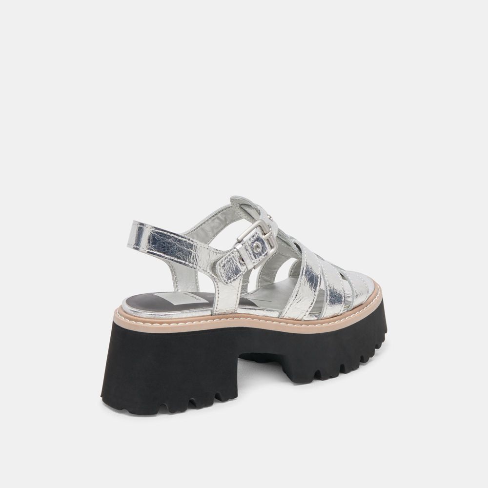 Dolce Vita Latice Leather Women Sandals Silver | US-561408UPD